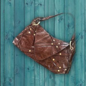 90’s brown leather shoulder bag